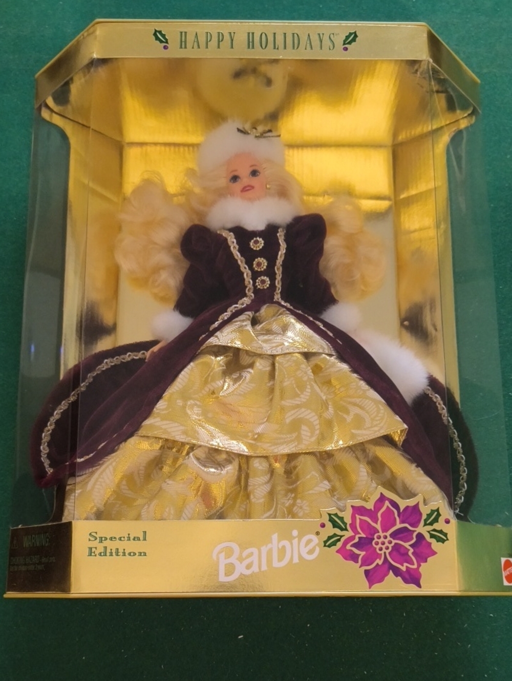 Holiday Barbie 1996 Doll in Gold and Deep Purple Gown